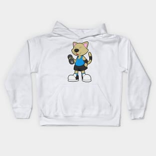 Cat at Fitness with Dumbbell Kids Hoodie
